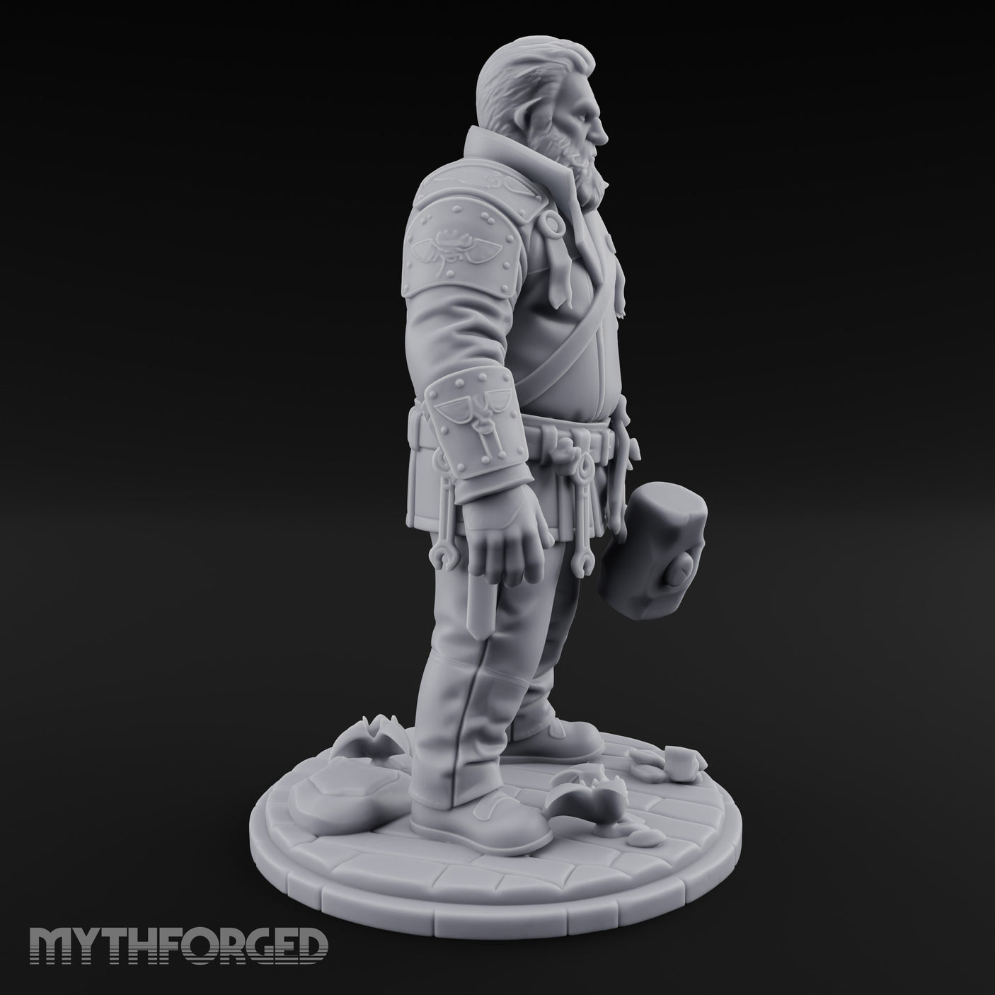 Wrench-Belted Hammer-Dragging Human Wanderer Miniature for Dungeons and Dragons, Pathfinder or other TTRPGs