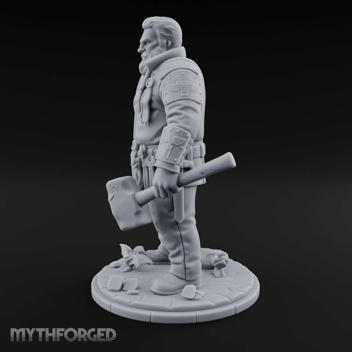 Wrench-Belted Hammer-Dragging Human Wanderer Miniature for Dungeons and Dragons, Pathfinder or other TTRPGs