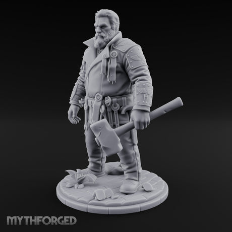 Wrench-Belted Hammer-Dragging Human Wanderer Miniature for Dungeons and Dragons, Pathfinder or other TTRPGs