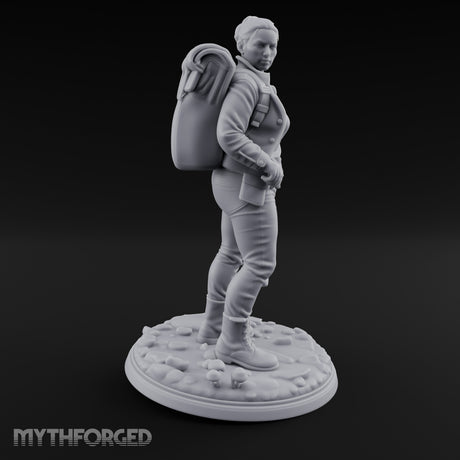 Wrench Dragging Backpacked Human Survivor Miniature for Dungeons and Dragons, Pathfinder or other TTRPGs