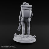 Wrench Dragging Backpacked Human Survivor Miniature for Dungeons and Dragons, Pathfinder or other TTRPGs