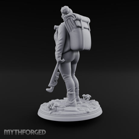 Wrench Dragging Backpacked Human Survivor Miniature for Dungeons and Dragons, Pathfinder or other TTRPGs