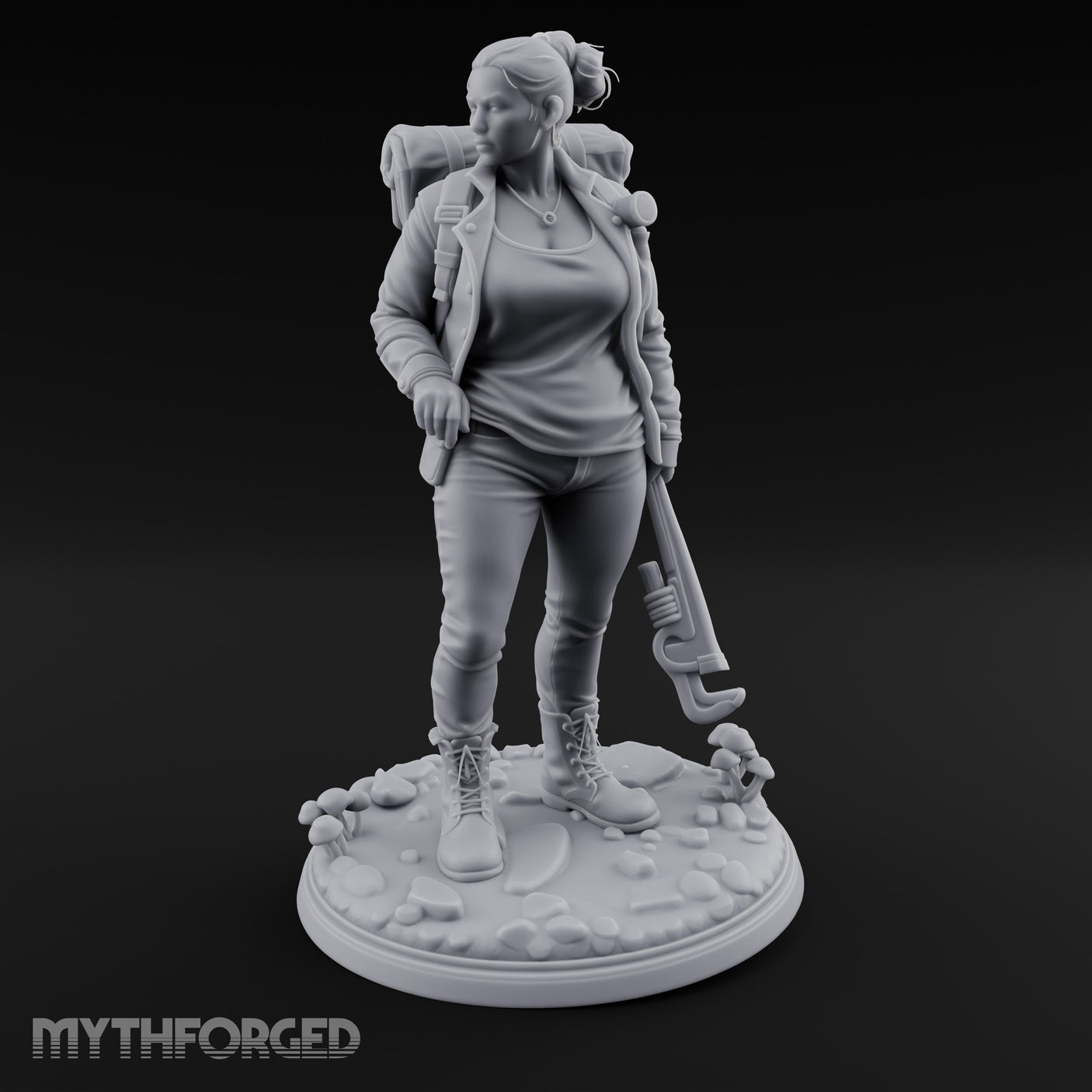 Wrench Dragging Backpacked Human Survivor Miniature for Dungeons and Dragons, Pathfinder or other TTRPGs