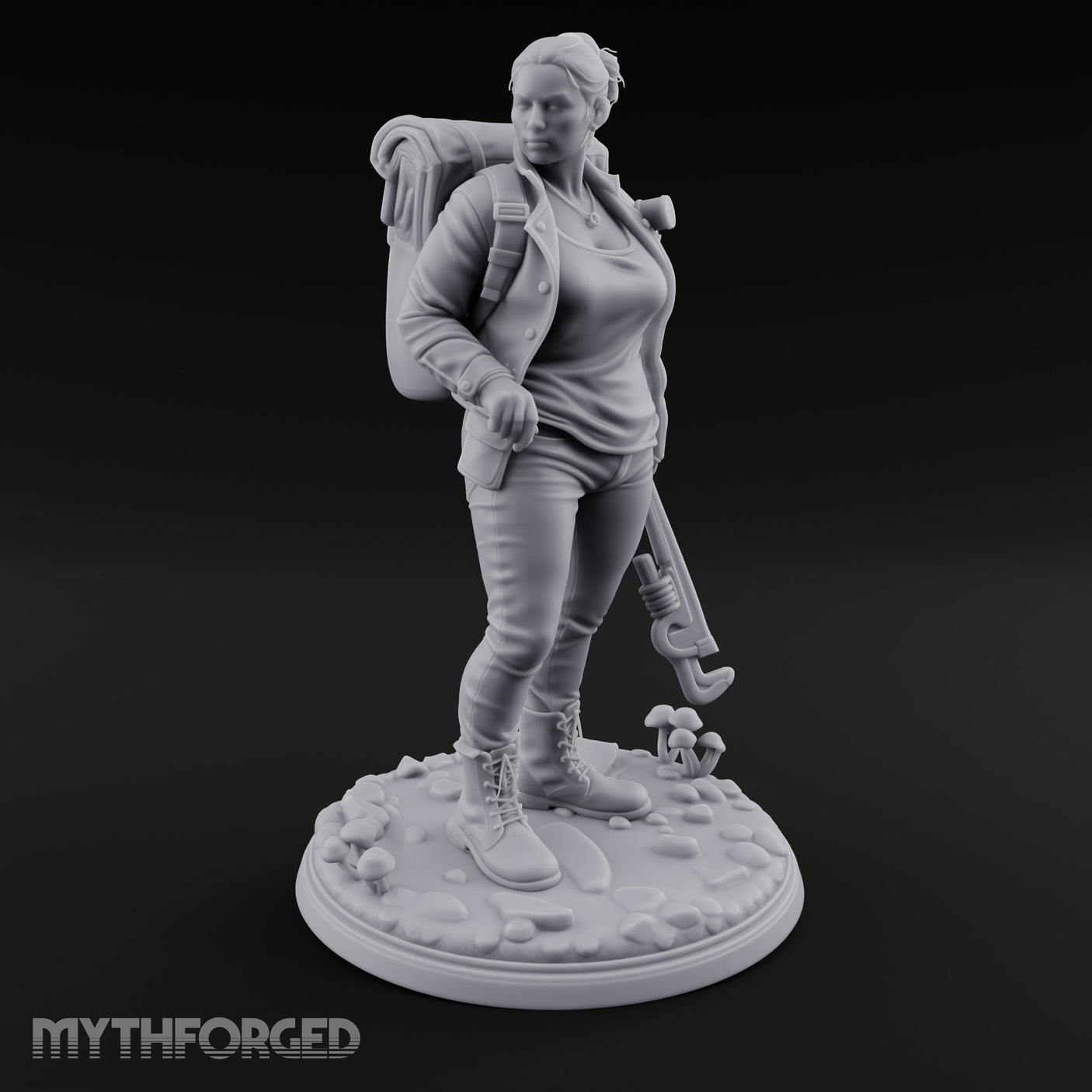 Wrench Dragging Backpacked Human Survivor Miniature for Dungeons and Dragons, Pathfinder or other TTRPGs