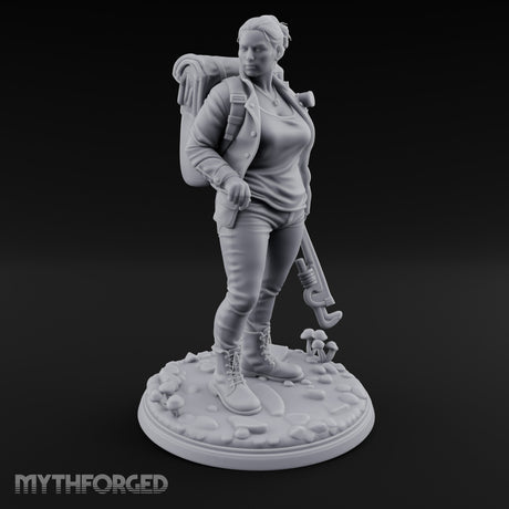 Wrench Dragging Backpacked Human Survivor Miniature for Dungeons and Dragons, Pathfinder or other TTRPGs