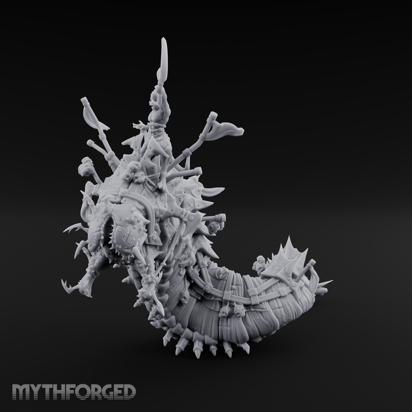 Rider Aloft Purple Worm Monstrosity Miniature for Dungeons and Dragons, Pathfinder or other TTRPGs