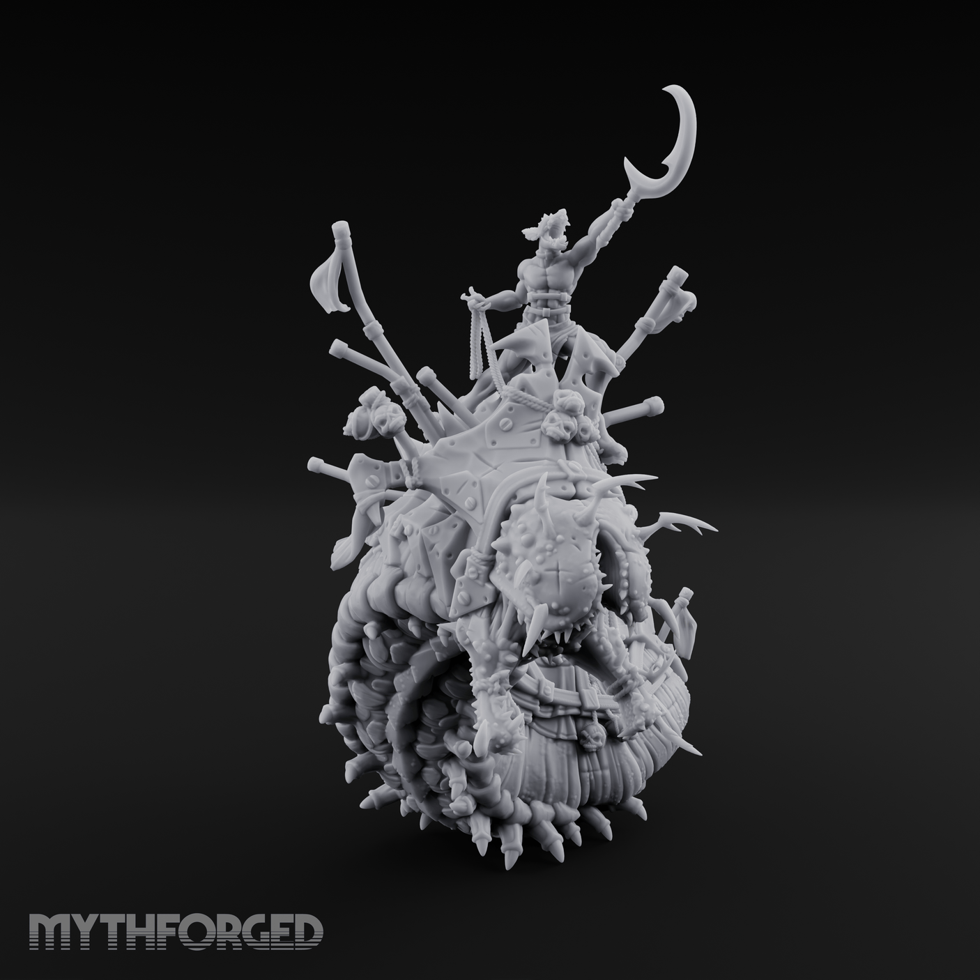 Rider Aloft Purple Worm Monstrosity Miniature for Dungeons and Dragons, Pathfinder or other TTRPGs