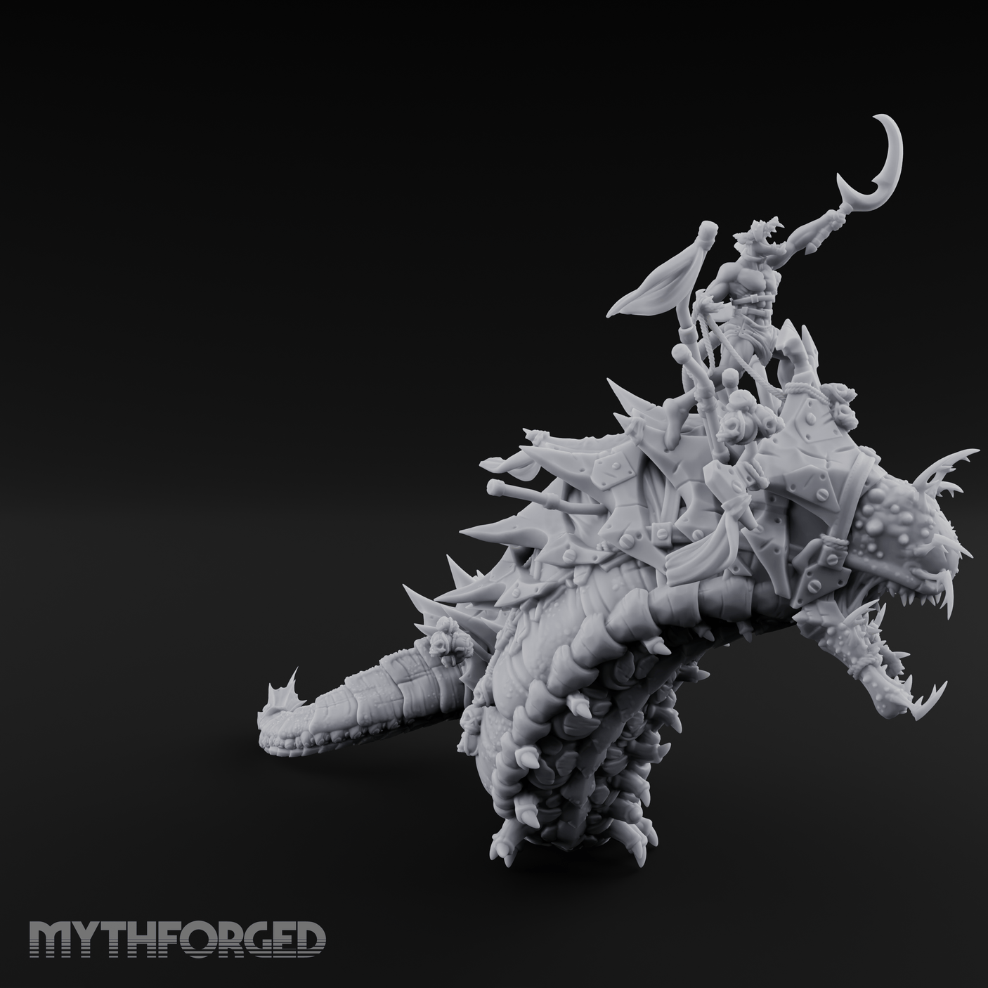 Rider Aloft Purple Worm Monstrosity Miniature for Dungeons and Dragons, Pathfinder or other TTRPGs