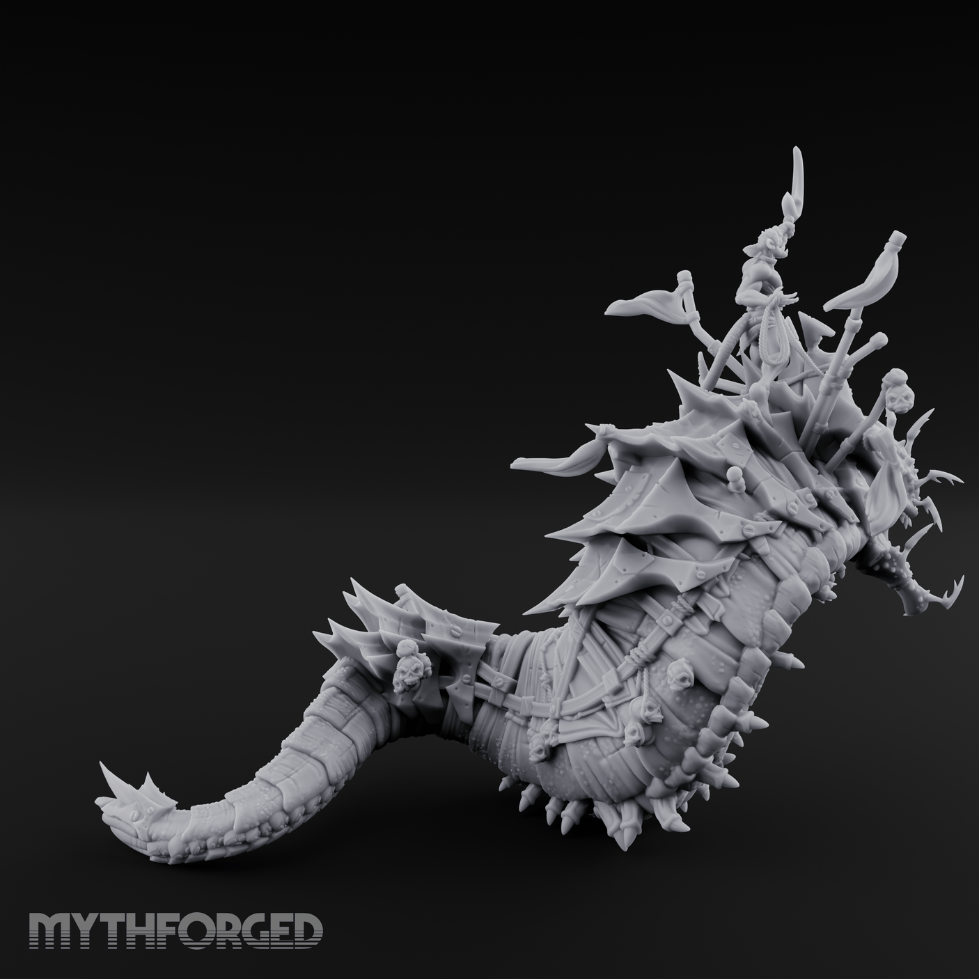 Rider Aloft Purple Worm Monstrosity Miniature for Dungeons and Dragons, Pathfinder or other TTRPGs