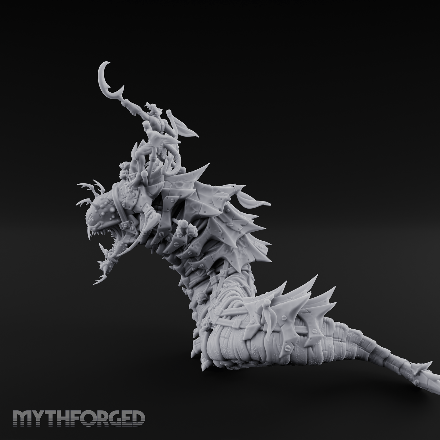 Rider Aloft Purple Worm Monstrosity Miniature for Dungeons and Dragons, Pathfinder or other TTRPGs
