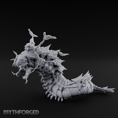 Rider Aloft Purple Worm Monstrosity Miniature for Dungeons and Dragons, Pathfinder or other TTRPGs