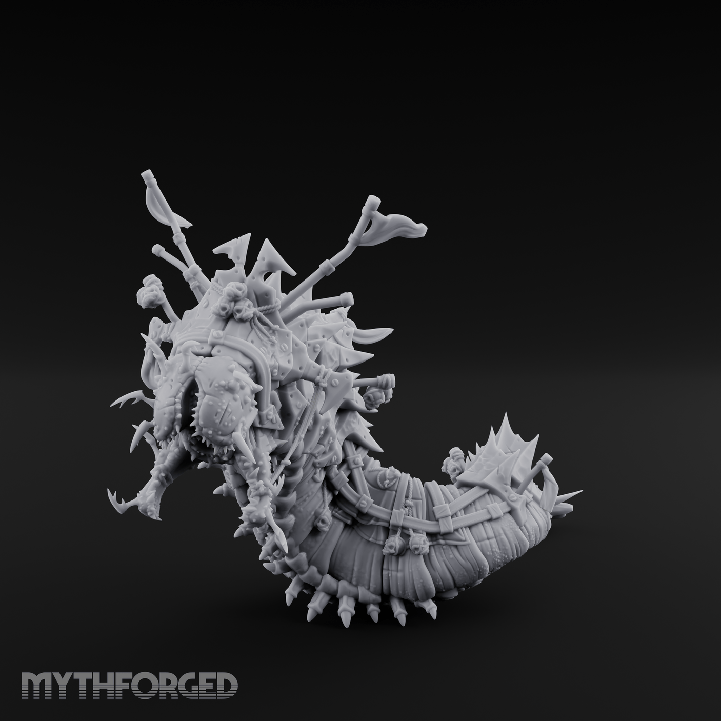 Rider Aloft Purple Worm Monstrosity Miniature for Dungeons and Dragons, Pathfinder or other TTRPGs