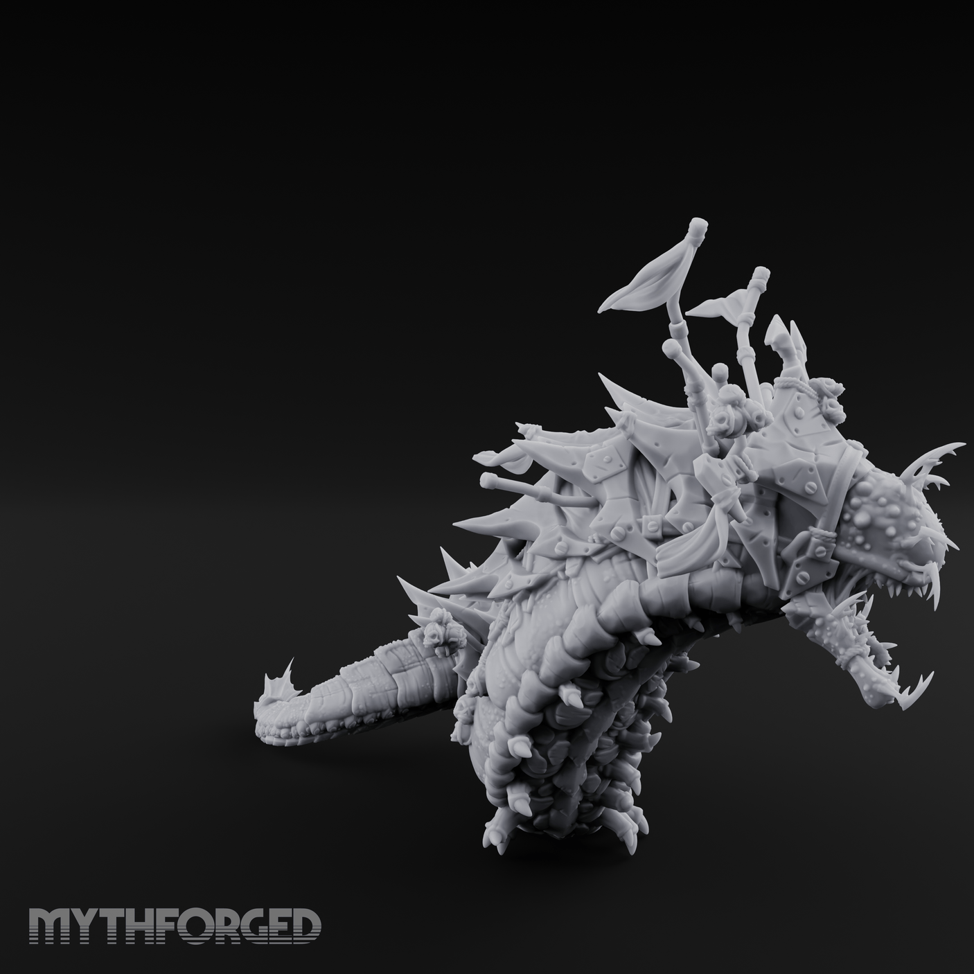 Rider Aloft Purple Worm Monstrosity Miniature for Dungeons and Dragons, Pathfinder or other TTRPGs