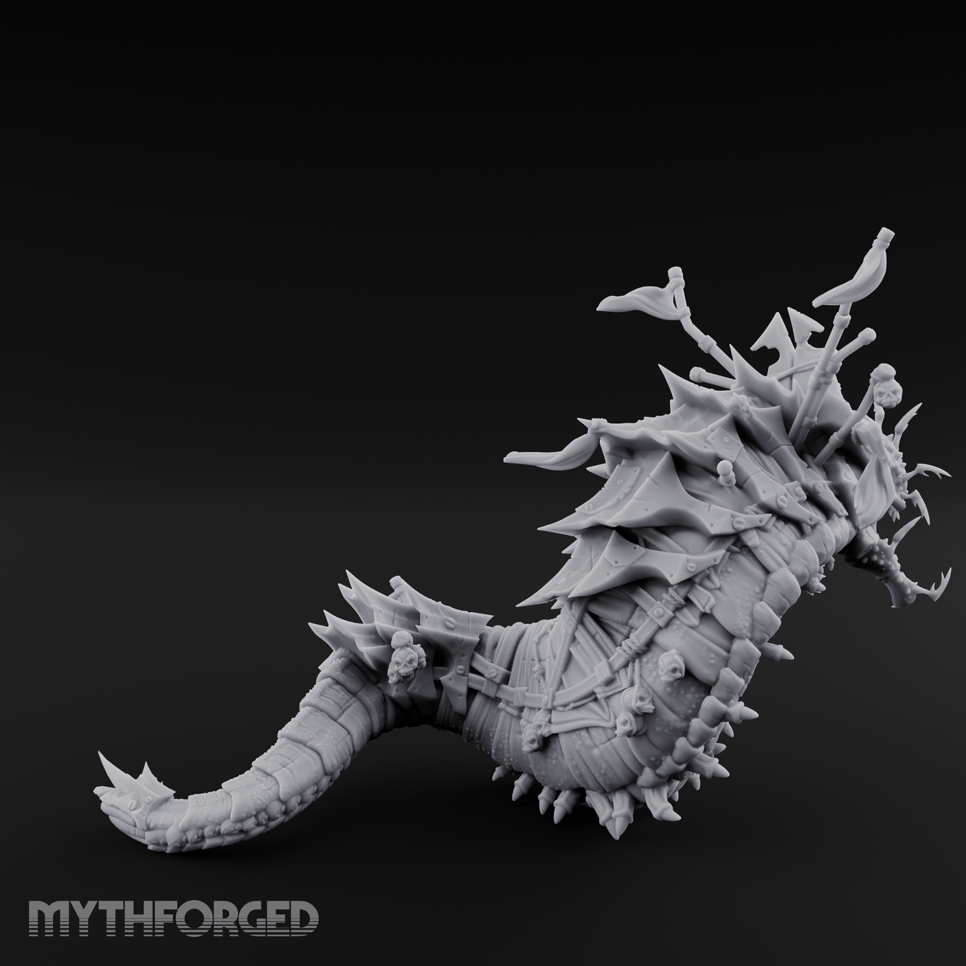 Rider Aloft Purple Worm Monstrosity Miniature for Dungeons and Dragons, Pathfinder or other TTRPGs