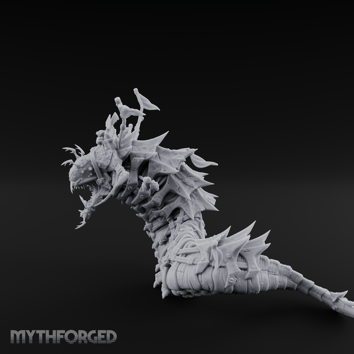 Rider Aloft Purple Worm Monstrosity Miniature for Dungeons and Dragons, Pathfinder or other TTRPGs