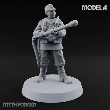 Shouldering The Flamethrower World War 2 Japanese Soldiers A Miniature for Dungeons and Dragons, Pathfinder or other TTRPGs