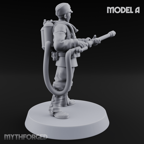 Shouldering The Flamethrower World War 2 Japanese Soldiers A Miniature for Dungeons and Dragons, Pathfinder or other TTRPGs