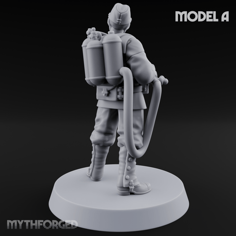 Shouldering The Flamethrower World War 2 Japanese Soldiers A Miniature for Dungeons and Dragons, Pathfinder or other TTRPGs