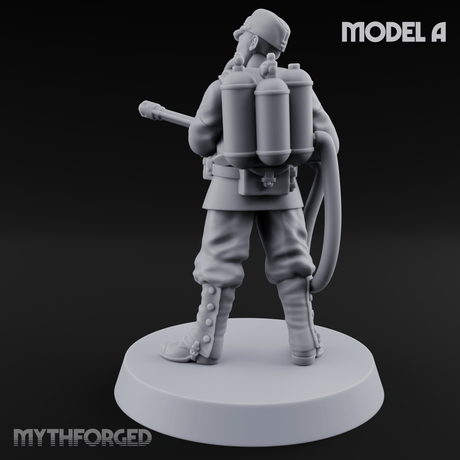 Shouldering The Flamethrower World War 2 Japanese Soldiers A Miniature for Dungeons and Dragons, Pathfinder or other TTRPGs