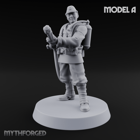 Shouldering The Flamethrower World War 2 Japanese Soldiers A Miniature for Dungeons and Dragons, Pathfinder or other TTRPGs