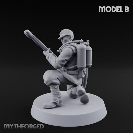 Shouldering The Flamethrower World War 2 Japanese Soldiers B Miniature for Dungeons and Dragons, Pathfinder or other TTRPGs