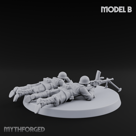 World War 2 Japanese LMG Teams B Miniature for Dungeons and Dragons, Pathfinder or other TTRPGs