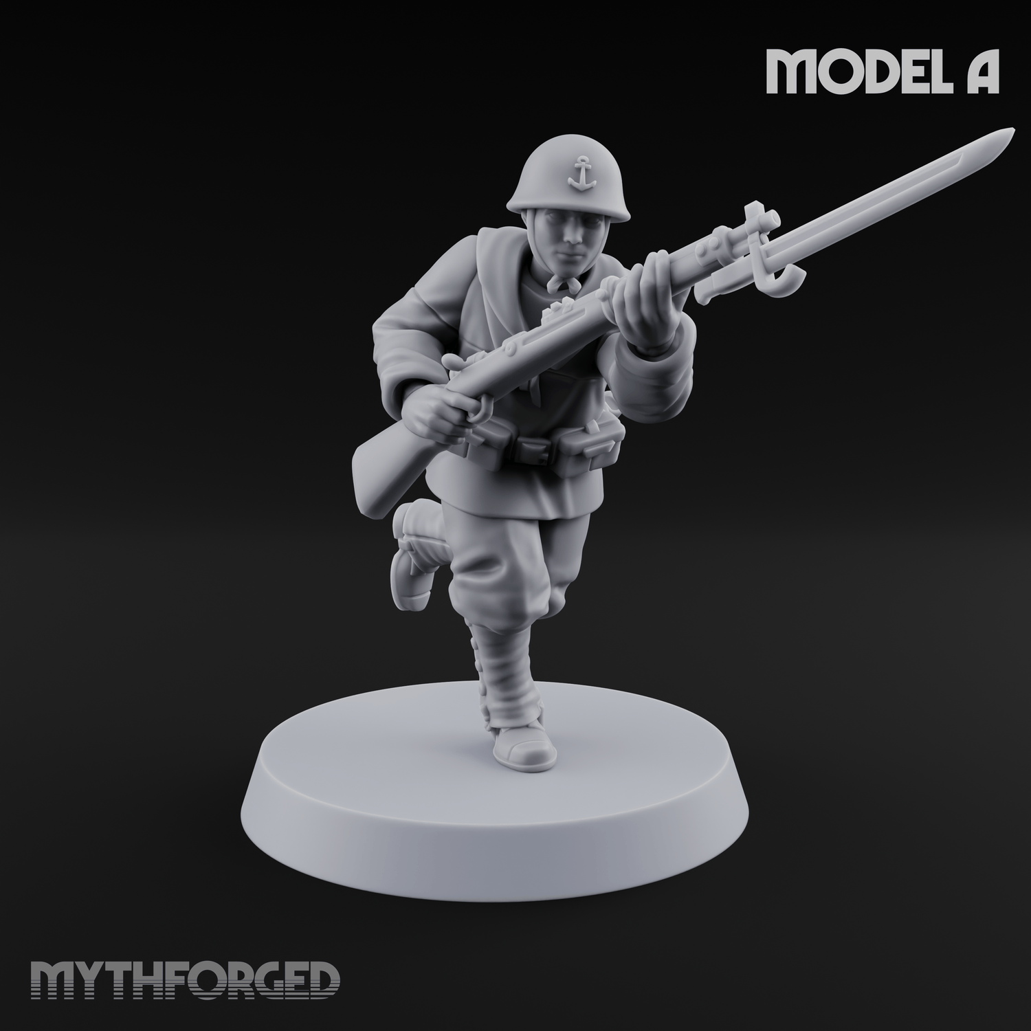Bayonet Charging World War 2 Japanese Riflemen Miniature for Dungeons and Dragons, Pathfinder or other TTRPGs