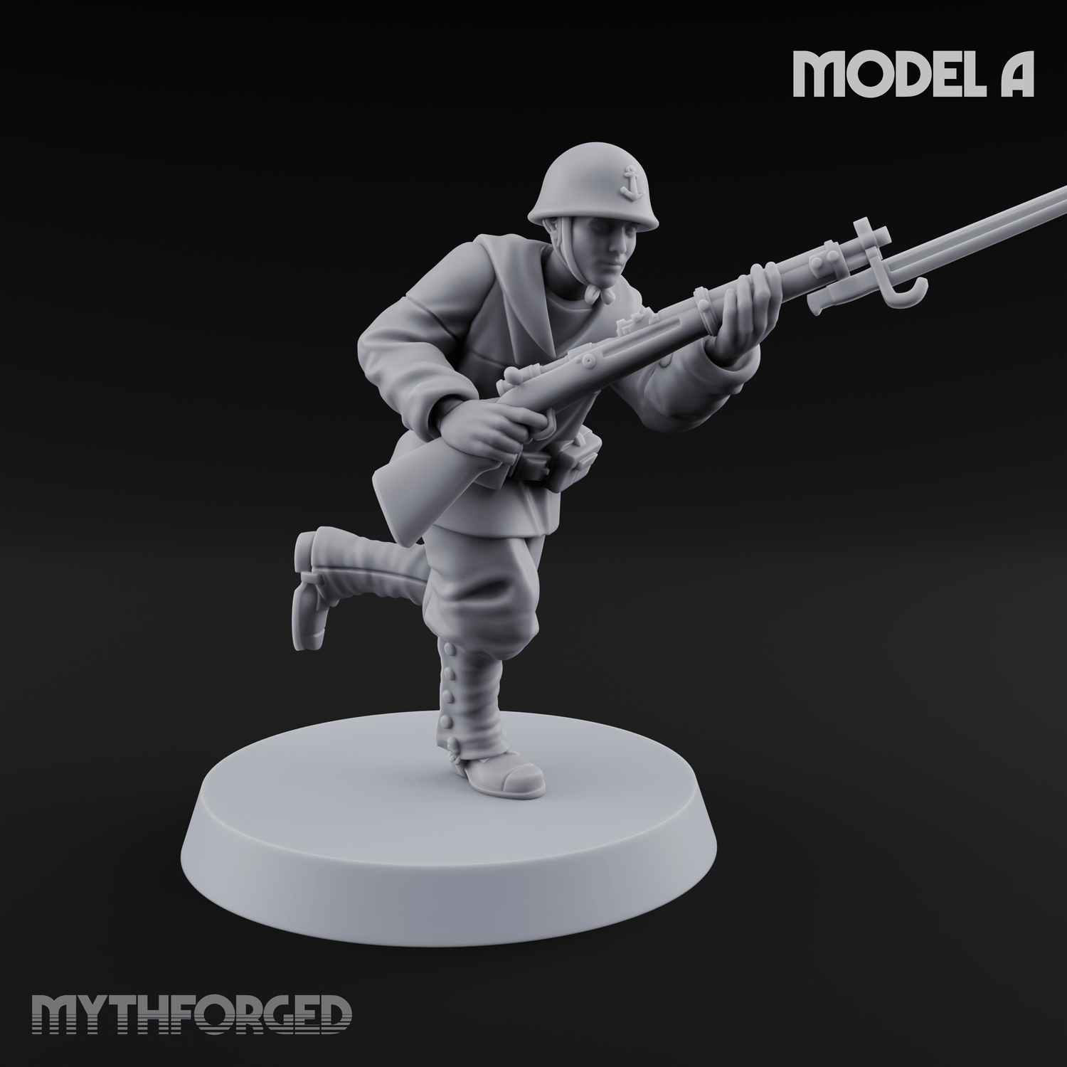 Bayonet Charging World War 2 Japanese Riflemen Miniature for Dungeons and Dragons, Pathfinder or other TTRPGs