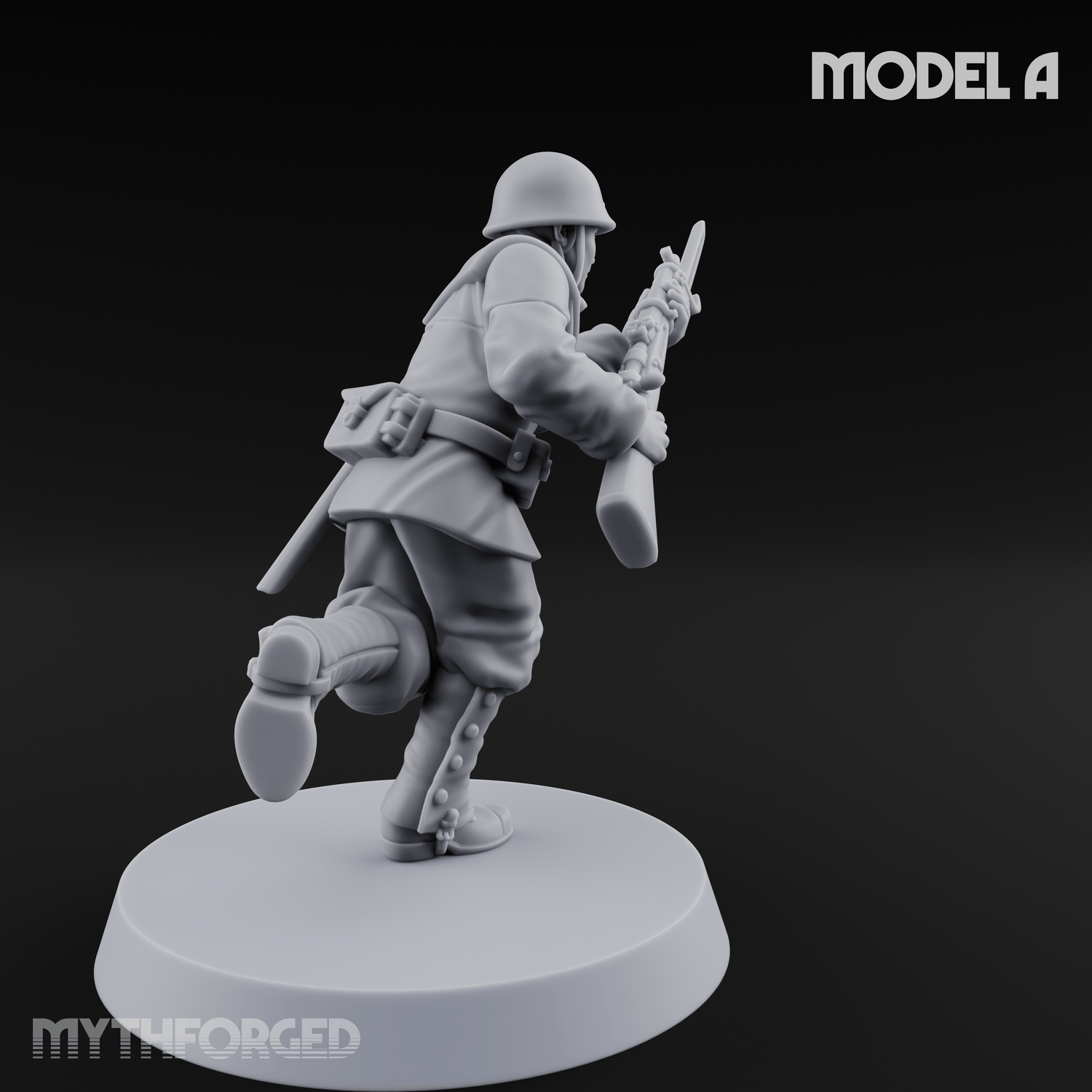 Bayonet Charging World War 2 Japanese Riflemen A Miniature for Dungeons and Dragons, Pathfinder or other TTRPGs