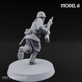 Bayonet Charging World War 2 Japanese Riflemen A Miniature for Dungeons and Dragons, Pathfinder or other TTRPGs