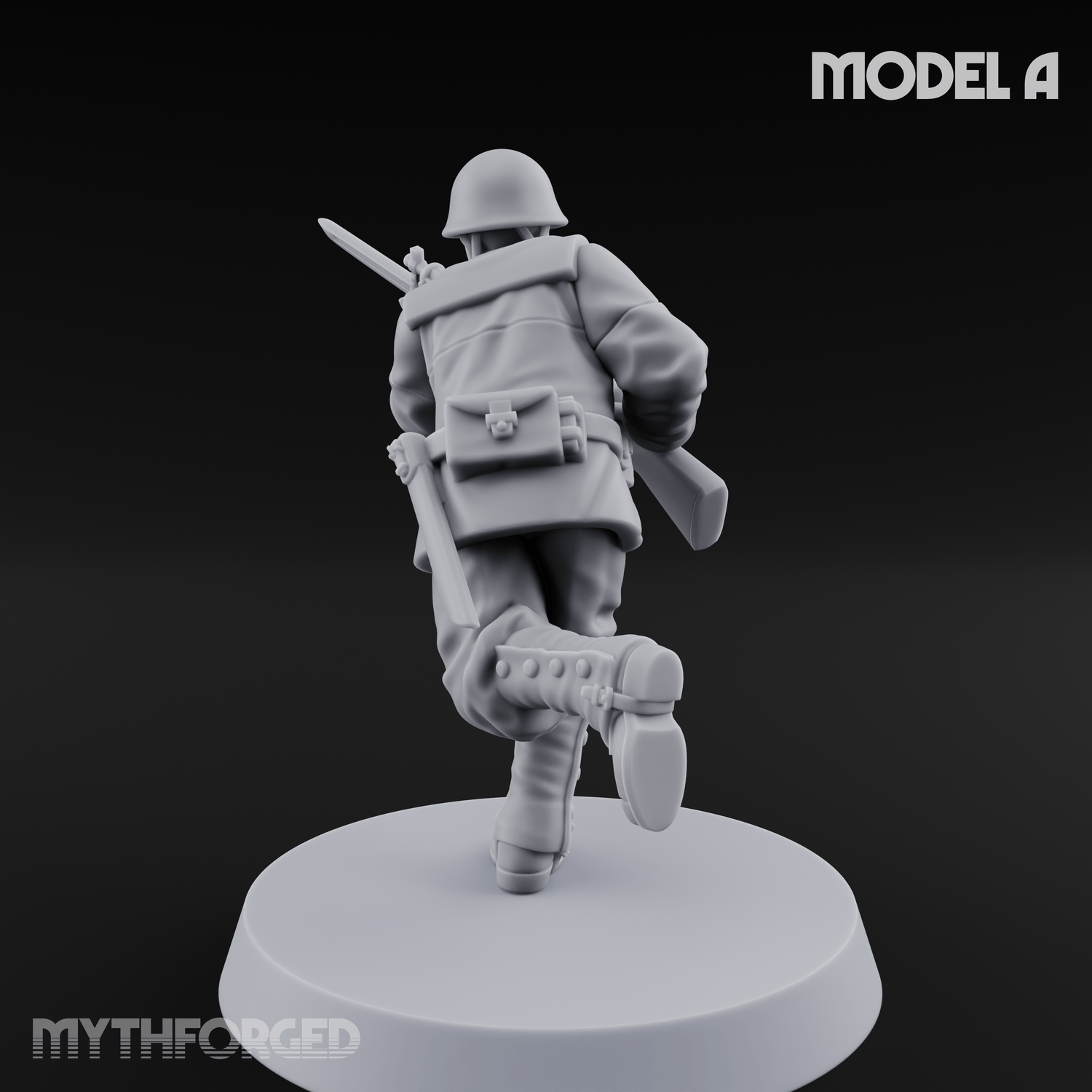 Bayonet Charging World War 2 Japanese Riflemen A Miniature for Dungeons and Dragons, Pathfinder or other TTRPGs