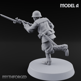 Bayonet Charging World War 2 Japanese Riflemen A Miniature for Dungeons and Dragons, Pathfinder or other TTRPGs