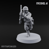 Bayonet Charging World War 2 Japanese Riflemen A Miniature for Dungeons and Dragons, Pathfinder or other TTRPGs