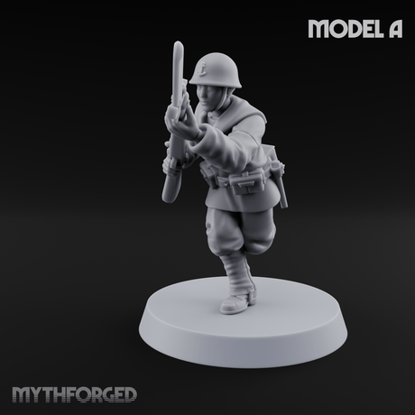 Bayonet Charging World War 2 Japanese Riflemen A Miniature for Dungeons and Dragons, Pathfinder or other TTRPGs