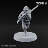 Bayonet Charging World War 2 Japanese Riflemen A Miniature for Dungeons and Dragons, Pathfinder or other TTRPGs
