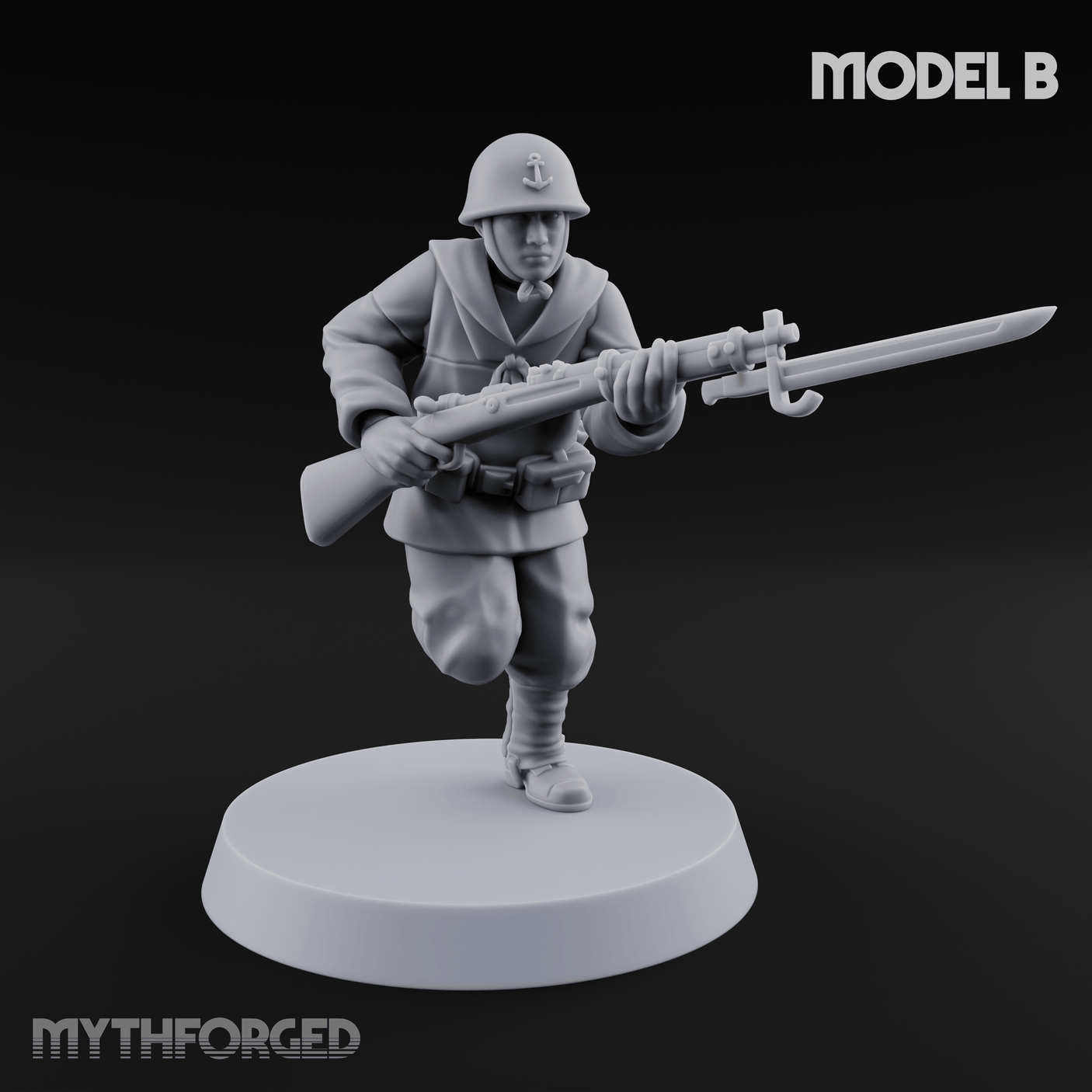 Bayonet Charging World War 2 Japanese Riflemen Miniature for Dungeons and Dragons, Pathfinder or other TTRPGs