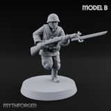 Bayonet Charging World War 2 Japanese Riflemen B Miniature for Dungeons and Dragons, Pathfinder or other TTRPGs