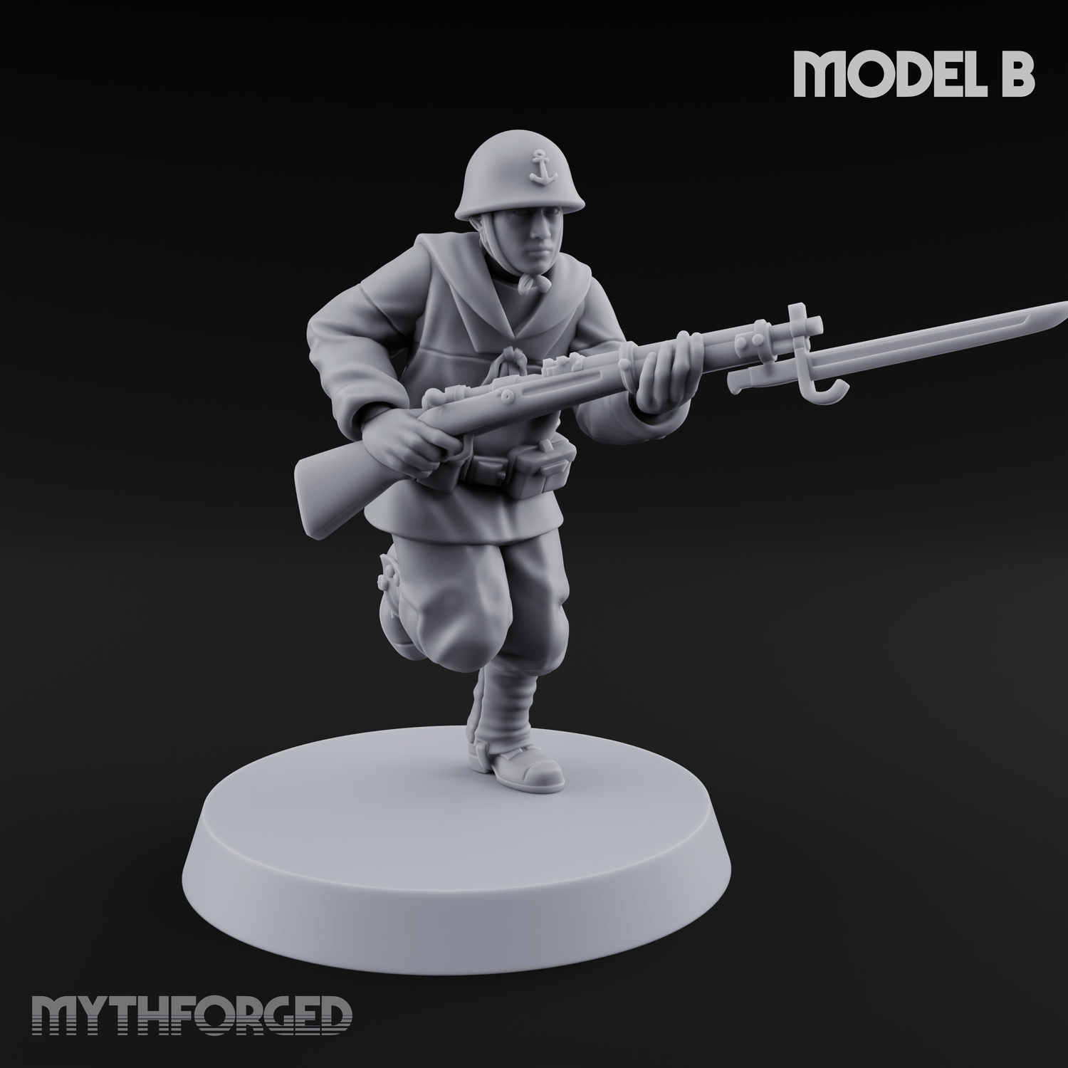 Bayonet Charging World War 2 Japanese Riflemen B Miniature for Dungeons and Dragons, Pathfinder or other TTRPGs