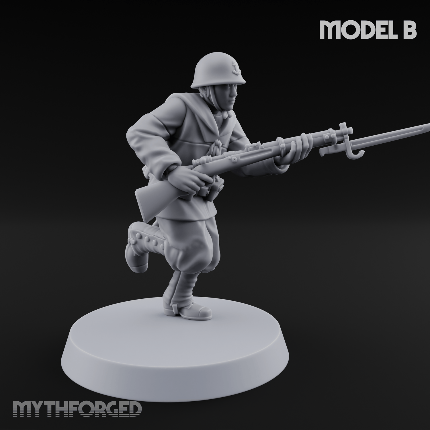 Bayonet Charging World War 2 Japanese Riflemen Miniature for Dungeons and Dragons, Pathfinder or other TTRPGs