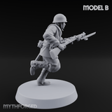 Bayonet Charging World War 2 Japanese Riflemen B Miniature for Dungeons and Dragons, Pathfinder or other TTRPGs
