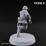 Bayonet Charging World War 2 Japanese Riflemen B Miniature for Dungeons and Dragons, Pathfinder or other TTRPGs
