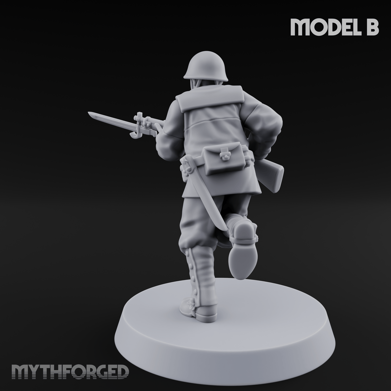 Bayonet Charging World War 2 Japanese Riflemen B Miniature for Dungeons and Dragons, Pathfinder or other TTRPGs