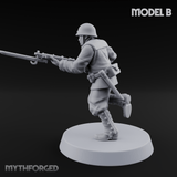 Bayonet Charging World War 2 Japanese Riflemen B Miniature for Dungeons and Dragons, Pathfinder or other TTRPGs