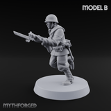 Bayonet Charging World War 2 Japanese Riflemen B Miniature for Dungeons and Dragons, Pathfinder or other TTRPGs