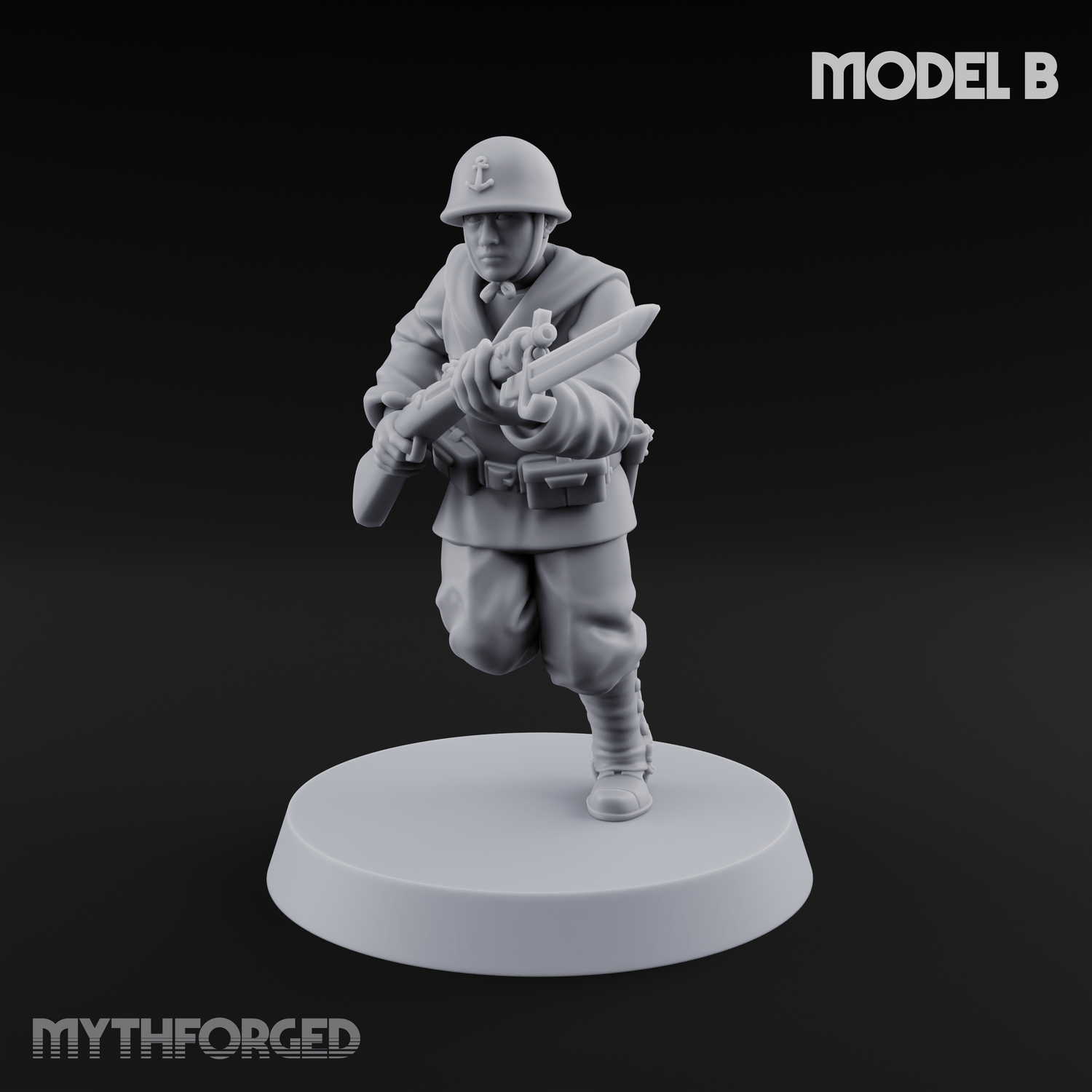 Bayonet Charging World War 2 Japanese Riflemen B Miniature for Dungeons and Dragons, Pathfinder or other TTRPGs