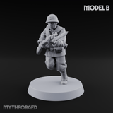 Bayonet Charging World War 2 Japanese Riflemen B Miniature for Dungeons and Dragons, Pathfinder or other TTRPGs
