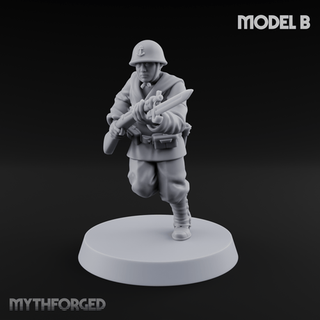 Bayonet Charging World War 2 Japanese Riflemen B Miniature for Dungeons and Dragons, Pathfinder or other TTRPGs