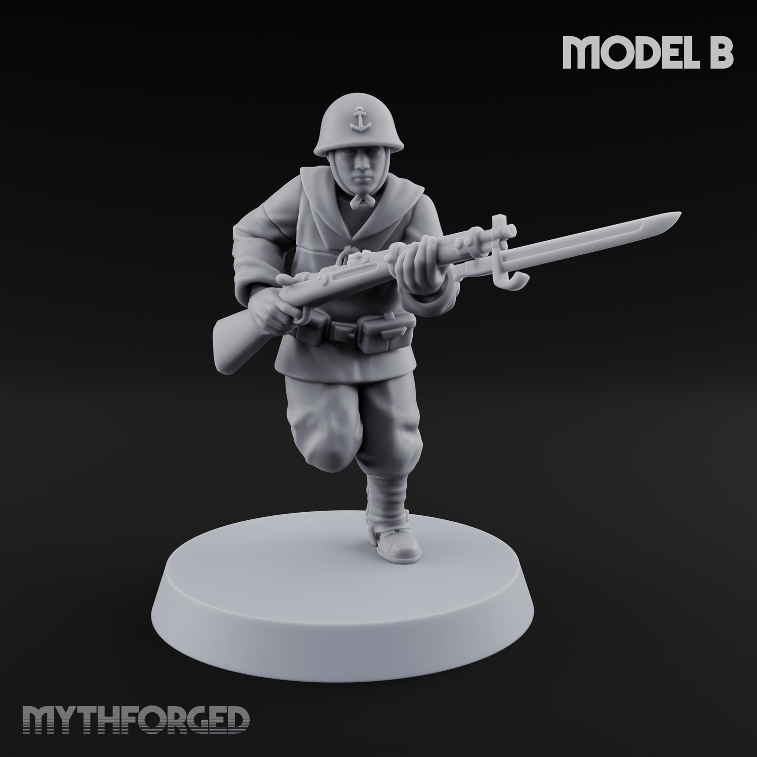 Bayonet Charging World War 2 Japanese Riflemen B Miniature for Dungeons and Dragons, Pathfinder or other TTRPGs