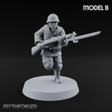 Bayonet Charging World War 2 Japanese Riflemen B Miniature for Dungeons and Dragons, Pathfinder or other TTRPGs