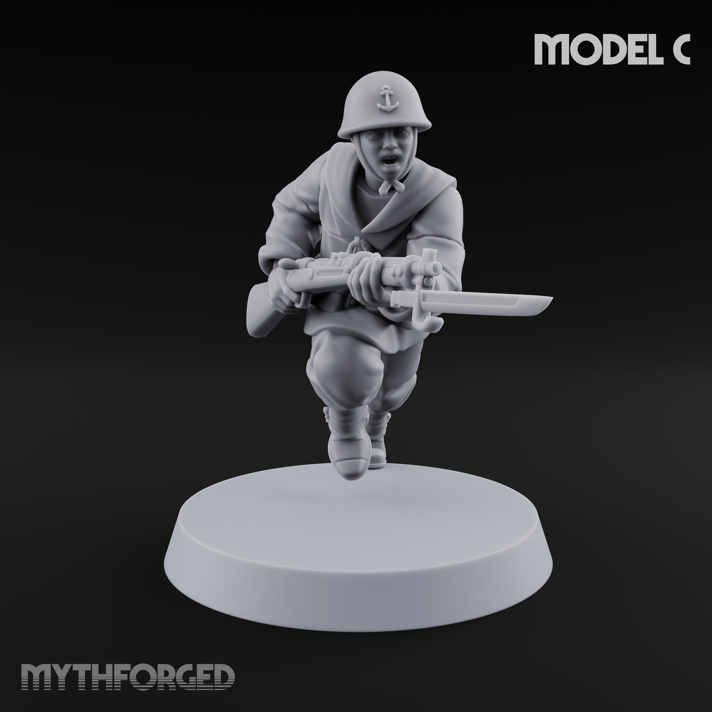 Bayonet Charging World War 2 Japanese Riflemen Miniature for Dungeons and Dragons, Pathfinder or other TTRPGs